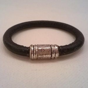 Black Leather Cord Bracelet - Small Size